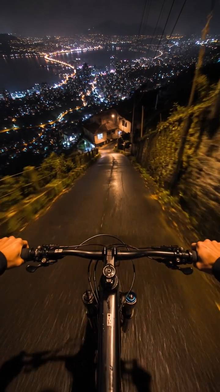 Poster for Riding a bike downhill is very happy.